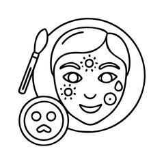 face paint icon, face paint line art - simple line art of face paint, perfect for face paint logos and icons