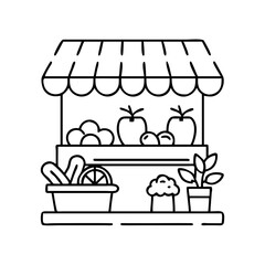 farmer s market icon, farmer s market line art - simple line art of farmer s market, perfect for farmer s market logos and icons