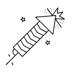 firework rocket icon, firework rocket line art - simple line art of firework rocket, perfect for firework rocket logos and icons