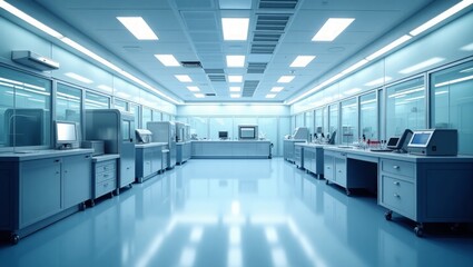 A sterile laboratory environment with modern equipment and advanced technology