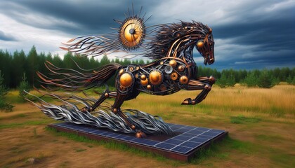 Kinetic sculpture with solar powered movement