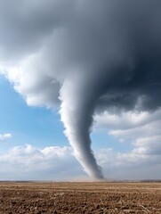 A raging tornado ripping through fields, leaving a trail of devastation - violent dark cyclone