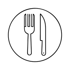 fork and knife icon, fork and knife line art - simple line art of fork and knife, perfect for fork and knife logos and icons