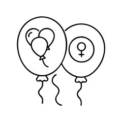 gender reveal balloon icon, gender reveal balloon line art - simple line art of gender reveal balloon, perfect for gender reveal balloon logos and icons