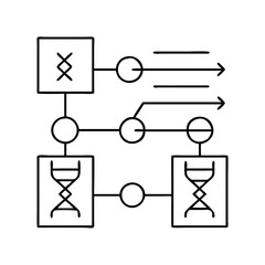 genetic algorithm icon, genetic algorithm line art - simple line art of genetic algorithm, perfect for genetic algorithm logos and icons