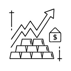 gold price increase icon, gold price increase line art - simple line art of gold price increase, perfect for gold price increase logos and icons