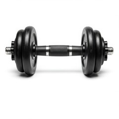 Fototapeta premium Black dumbbell with adjustable weights isolated on white background