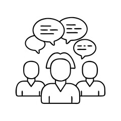 group discussion icon, group discussion line art - simple line art of group discussion, perfect for group discussion logos and icons