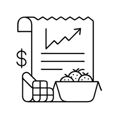 grocery bill rising icon, grocery bill rising line art - simple line art of grocery bill rising, perfect for grocery bill rising logos and icons