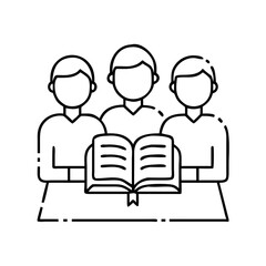 group study icon, group study line art - simple line art of group study, perfect for group study logos and icons