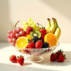 fruit salad in glass bowl