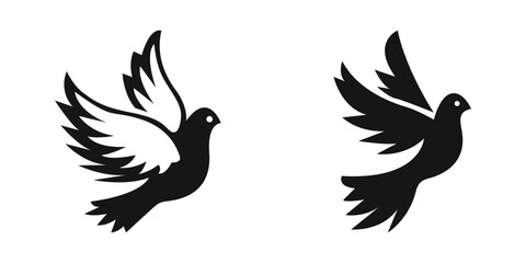 Vector silhouette of flying doves