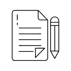homework icon, homework line art - simple line art of homework, perfect for homework logos and icons