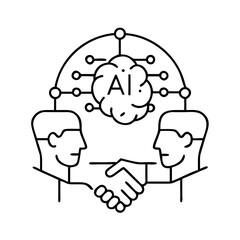 human ai collaboration icon, human ai collaboration line art - simple line art of human ai collaboration, perfect for human ai collaboration logos and icons
