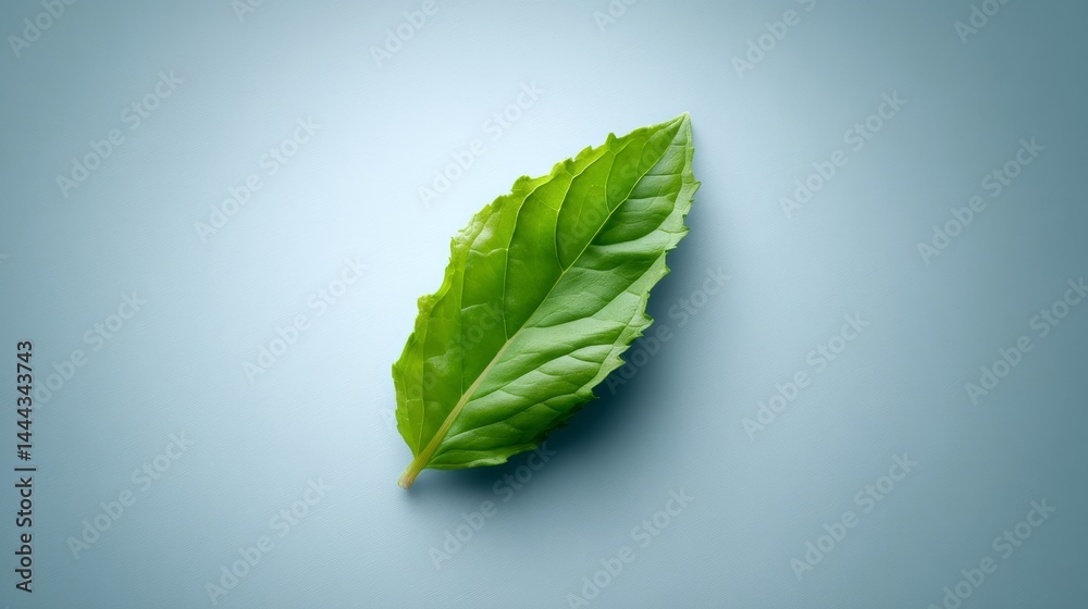 Aufkleber Close-up view highlights a vibrant green mint leaf icon featuring sharp edges and gradient shading, designed for branding or culinary use with room for text