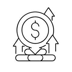 inflation symbol icon, inflation symbol line art - simple line art of inflation symbol, perfect for inflation symbol logos and icons