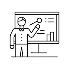 instructor at a board icon, instructor at a board line art - simple line art of instructor at a board, perfect for instructor at a board logos and icons