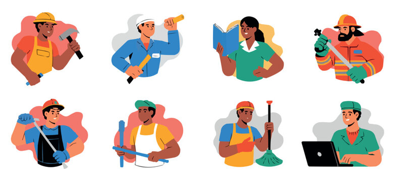 May Day Workers Icons Set for Labor Day Celebration