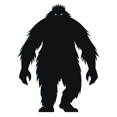 Obraz premium Epic Bigfoot Silhouette Vector Collection Featuring Forest, Mountain, and Mythical Cryptid Scenes in Minimalist Black Style