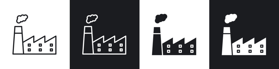Pollution icon in thin line and Flat Design.