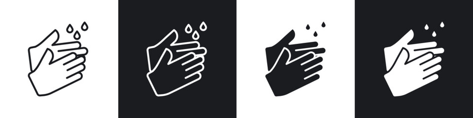Handwashing icon in thin line and Flat Design.