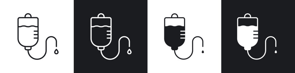 IV drip icon in thin line and Flat Design.