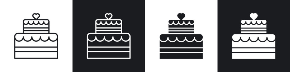Wedding cake icon in thin line and Flat Design.