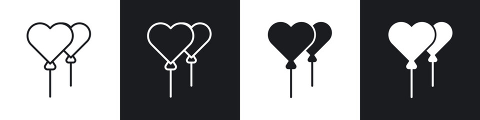Heart balloon icon in thin line and Flat Design.