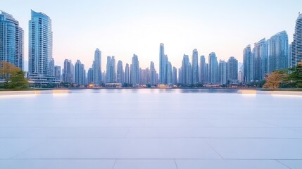 Obraz premium Empty plaza in front of modern skyscrapers