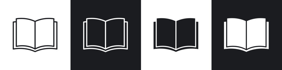 Book icon in thin line and Flat Design.