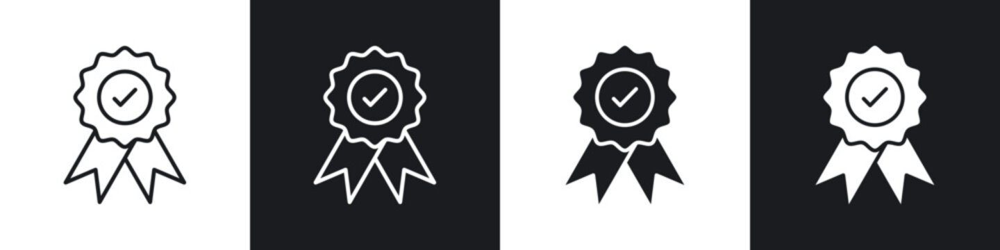 Accreditation icon in thin line and Flat Design.