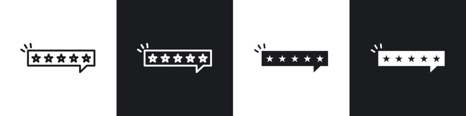 Review icon in thin line and Flat Design.