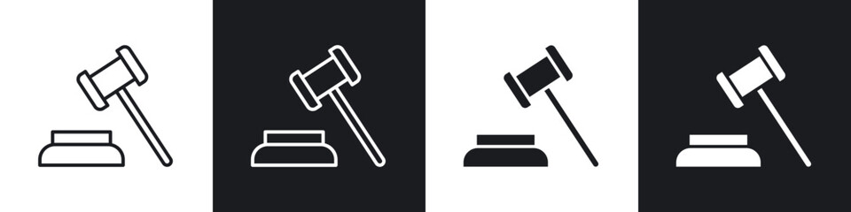 Law icon in thin line and Flat Design.