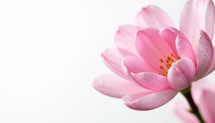 Delicate pink blooms in full bloom on a white background, isolated, gentle, nature
