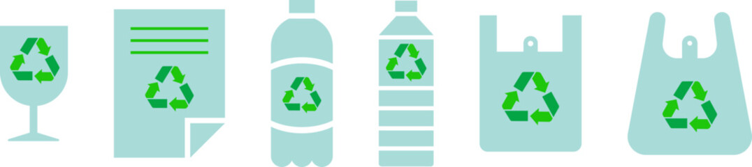 재활용 환경 벡터 일러스트 그래픽 아이콘 세트 