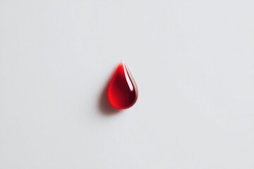 Fototapeta premium clean image of single red drop of blood on white surface symbolizing world blood donor day