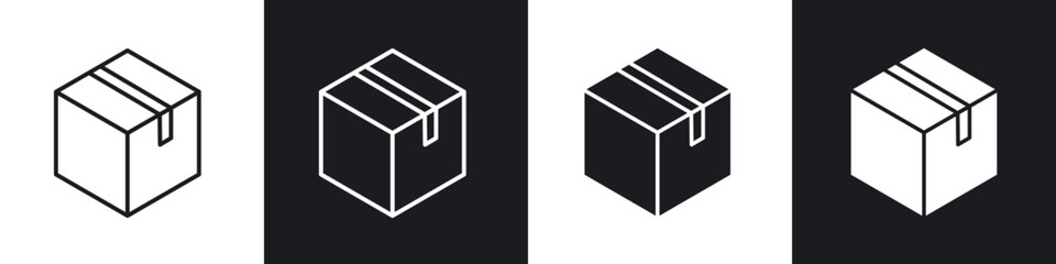 Package icon in thin line and Flat Design.