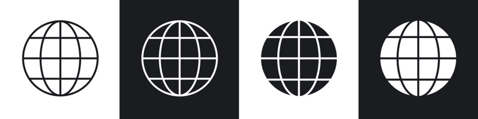Globe icon in thin line and Flat Design.