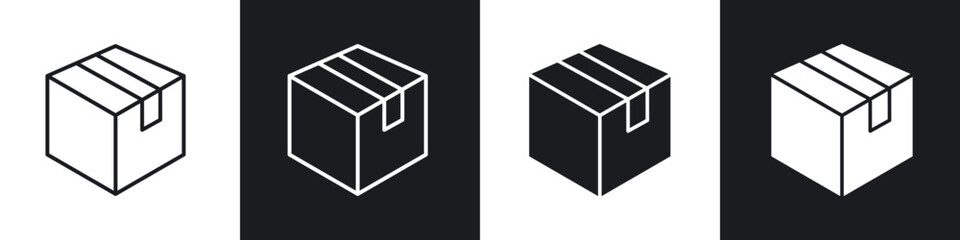 Box icon in thin line and Flat Design.