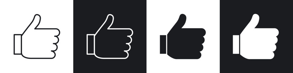 thumbs up icon in thin line and Flat Design.