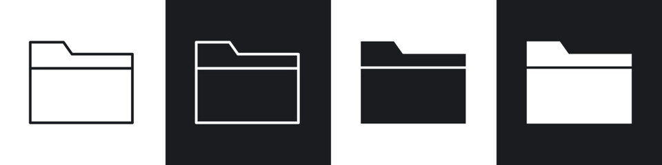 Folder icon in thin line and Flat Design.