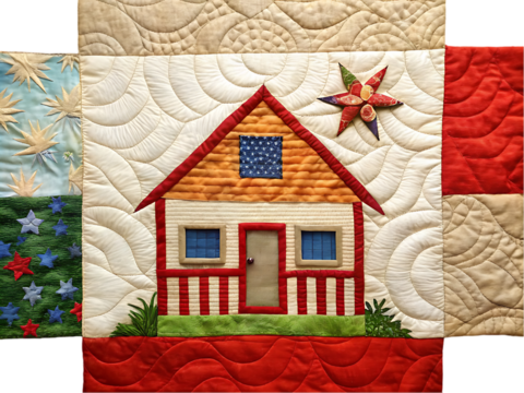 Charming Appliqué House Quilt Block Pattern