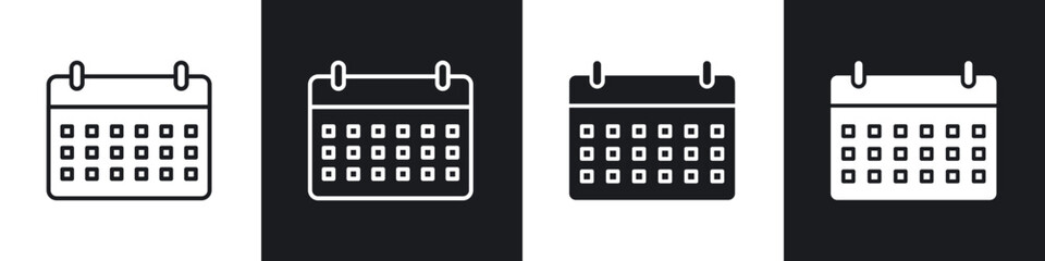 Calendar icon in thin line and Flat Design.