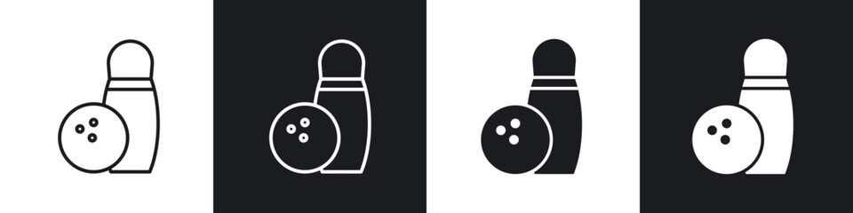 Bowling icon in thin line and Flat Design.