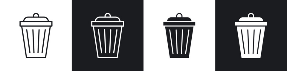 Bin icon in thin line and Flat Design.