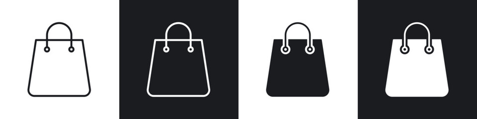 Shopping bag icon in thin line and Flat Design.