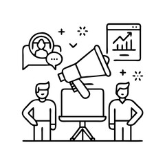 advertising agency icon, advertising agency line art - simple line art of advertising agency, perfect for advertising agency logos and icons