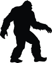Epic Bigfoot Silhouette Vector Collection Featuring Forest, Mountain, and Mythical Cryptid Scenes in Minimalist Black Style