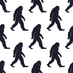 Epic Bigfoot Silhouette Vector Collection Featuring Forest, Mountain, and Mythical Cryptid Scenes in Minimalist Black Style