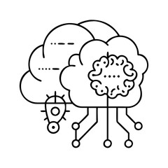 ai cloud computing icon, ai cloud computing line art - simple line art of ai cloud computing, perfect for ai cloud computing logos and icons